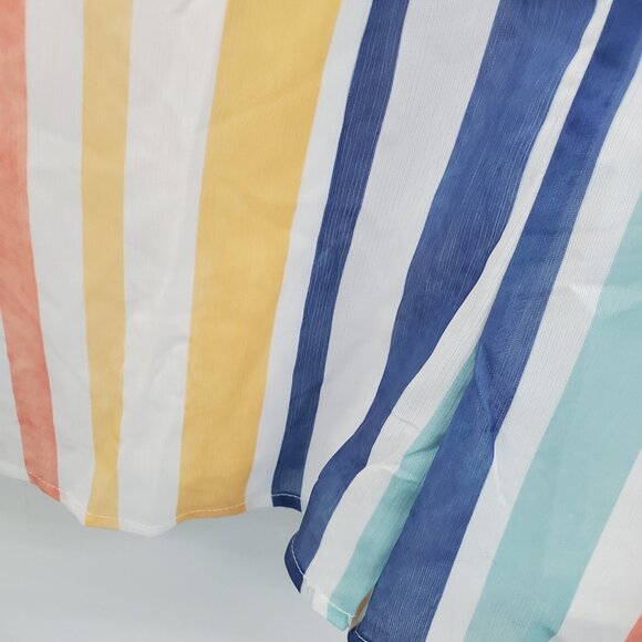 Womens XL Striped Summer Romper Multicolor V-Neck Casual Short Sleeve Pockets - Picture 5 of 12